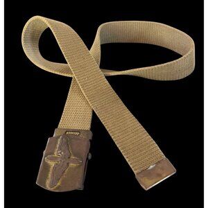 Vintage 1943 Military Canvas Belt With Metal Buckle & Winged Propeller Design